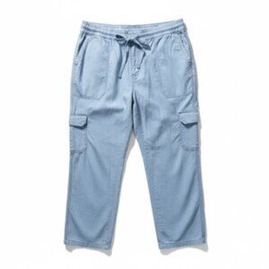 EUC Re-Imagined by J.Crew Linen Blend Cropped Cargo Pants Drawstring Size 24W